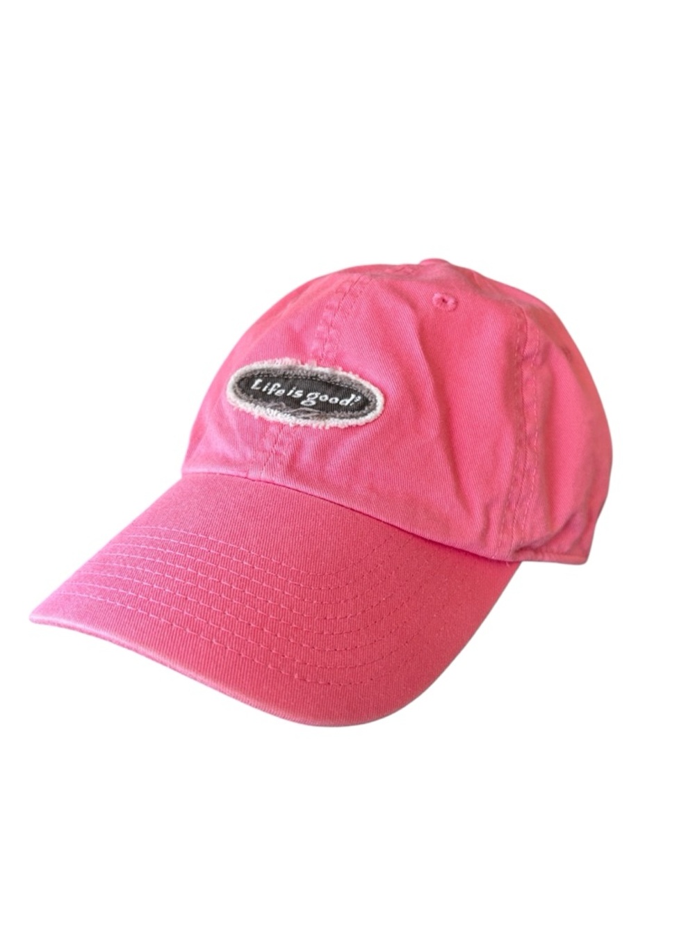 Life is Good Pink Hat Gray Logo Canvas Baseball Chill Cap Adjustable Size OS